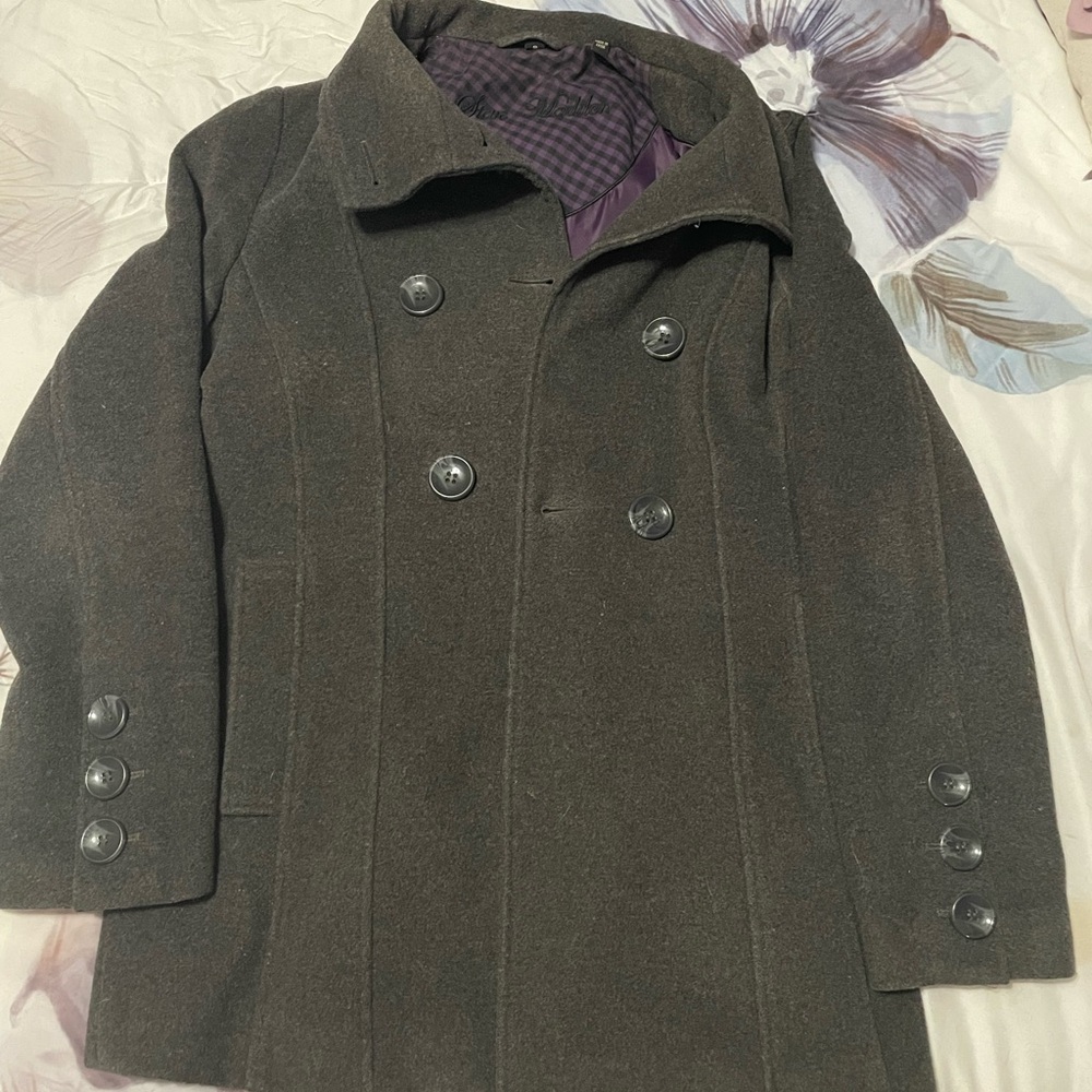 Steve Madden Women's Double-Breasted Pea Coat - Brown